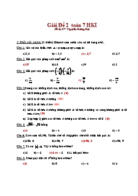 Giải Đề Toán 7 HKI